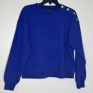 J Crew Heritage Fleece Cropped Sweatshirt with Shoulder Buttons